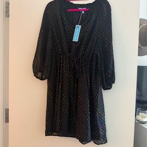 Draper James Black Dress with Colorful Dots